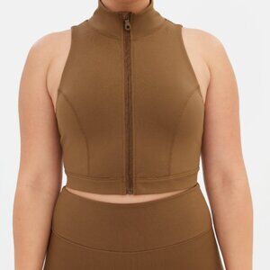 LIKE NEW Girlfriend Collective Brown Zipped Cropped Ves Tank (XS)